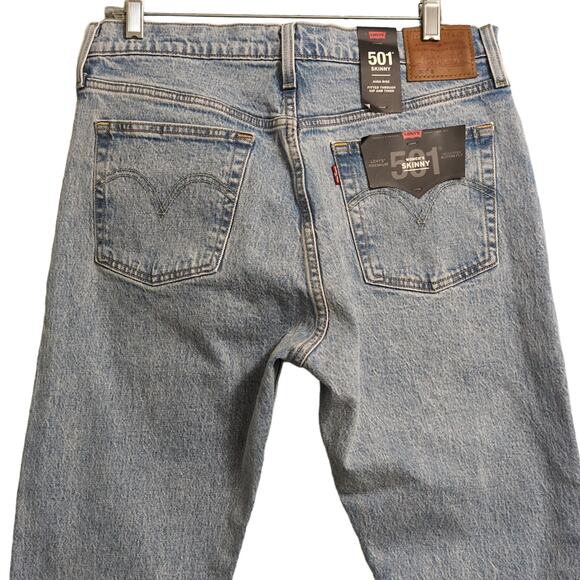 Levi's 501 Skinny Jeans Blue High Rise Button Fly 31 x 28 New - Picture 6 of 16